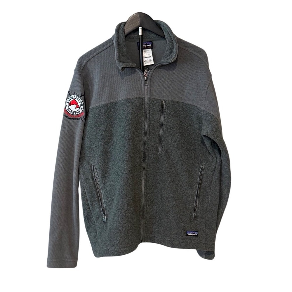 Patagonia Synchilla Full Zip Fleece Jacket Gray Mens M River Trip Embroidered